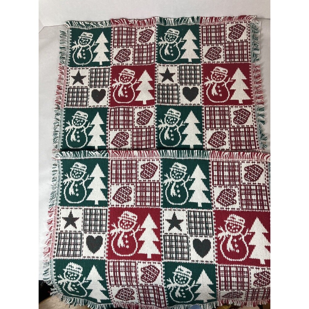 Set 2 Tapestry Reversible Snowman Placemats Snowmen Trees Christmas Winter - Picture 2 of 6